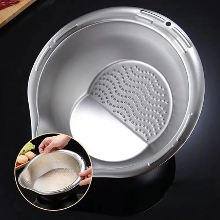 Rice Washer Strainer Bowl Stainless Steel Rice Washing Bowl Rice Sieve Colander Fruit And Vegetable Strainer Kitchen Tools
