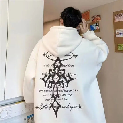 【M-8XL】Autumn/Winter American Retro Cross Hoodie for Men's Trendy High Street Fashion Loose Oversized Hoodie Jacket Men