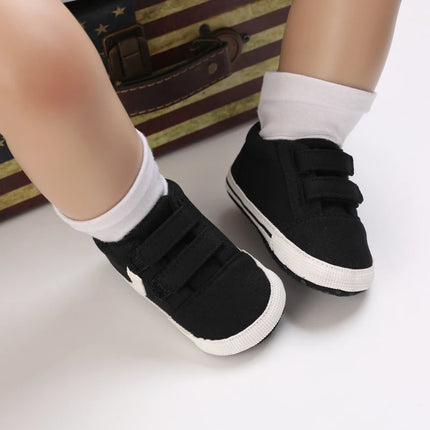 Newborn Baby Boys Girls Classic Sports Sneakers Canvas First Walkers Soft Sole Anti-Slip Comfortable Infant Toddler Shoes