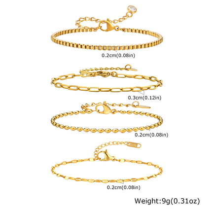 Non Tarnish Stainless Steel Bracelet Stackable for Women, Thin Herribone Chain Bracelet Waterproof Gold Plated Jewelry