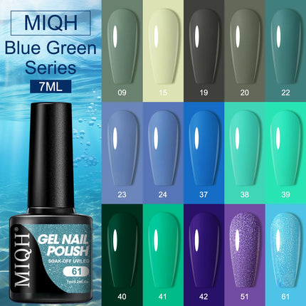 7ml Gel Polish, Blue Gel Nail Polish Fall Winter Colors Ice Blue Green Series Gel Polish Dark Blue Navy Blue Sparkle Soak Off UV