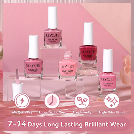 LILYCUTE 7ml Water-Based Nail Polish Pink Gittler Color Long Lasting Quick Drying No Need of Lamp to Cure Nail Supplies For Nail