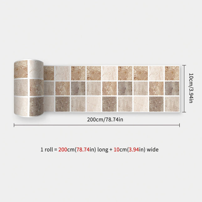 Bathroom Waist Line Wall Stickers Waterproof Peel & Stick Art Mural Backsplash Kitchen Office Skirting Line Decorative Wallpaper