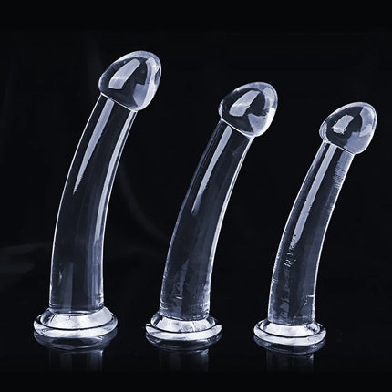 Jelly Dildo 3 Sizes Transparent Butt Plug Soft Anal Plug Realistic Fake Dick Penis Sucker Butt Plug Sex Toys for Woman Sex Toys