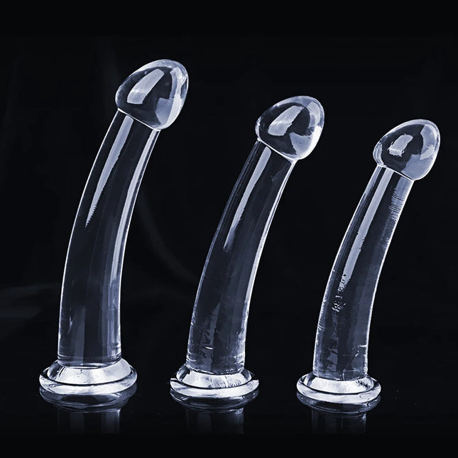 Jelly Dildo 3 Sizes Transparent Butt Plug Soft Anal Plug Realistic Fake Dick Penis Sucker Butt Plug Sex Toys for Woman Sex Toys
