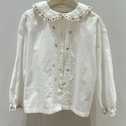 BP autumn and winter new style big girl doll collar embroidered long-sleeved shirt