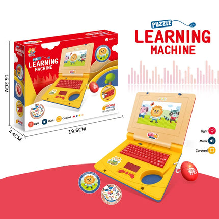 Simulation Laptop Toy Light Music Cartoon Children's Early Education Enlightenment Computer with Mouse Children's Birthday Gift