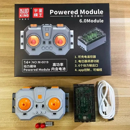 Mould King 6.0 Fast Charging Power Set Module 6-Channel APP Linear Motor Remote Control for Building Blocks PF MOC Vehicles