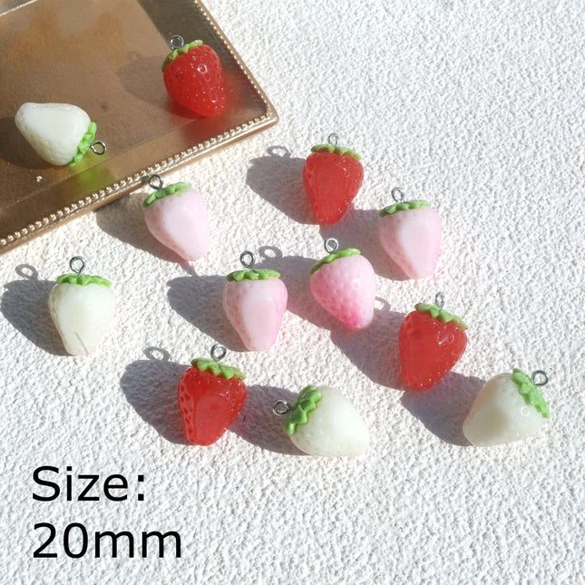 10pcs Cute Strawberry Charms for Jewelry Making Diy Earring Bracelet Pendant Accessories Findings Wholesale Bulk