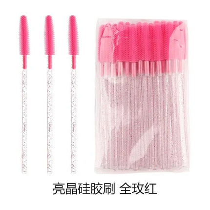 50pcs Crystal Silicone Eyelash Brush Lash Makeup Brushes Eyebrow Comb Eyelashes Extension Spoolie Microbrush Cosmetics Tool