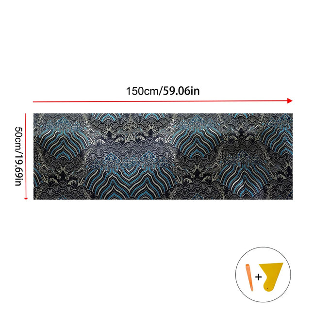 1PCS Car Interior Stickers High-grade Brocade Satin Embroidery Stickers Self-adhesive Fabric Stickers Universal AB Pillar Backi