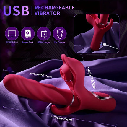 3 in 1 Thrusting Dildo Vibrator G-Spot Rabbit Vibrator for Women Vagina Clitoris Stimulator Sex Toys Adults Products For Women
