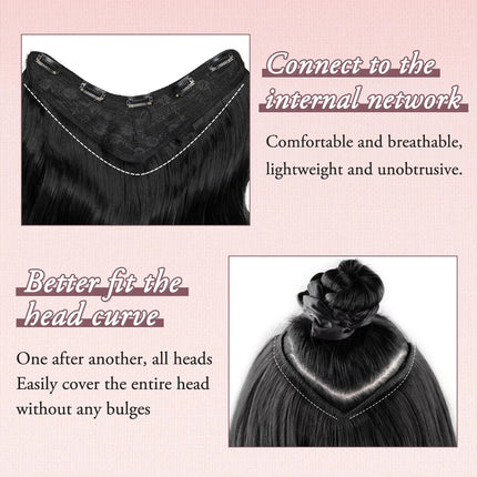 U-shaped Lace 5 Clips Clip In Hair Extensions Synthetic Long Wavy Curly Heat Resistant Full Shine Hairpieces 16/20/24 Inch