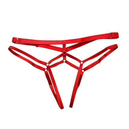 Women Sexy Garter Belt Low-rise Bandage Thong BDSM Bodystockings Non-marking Open Gear Panties Fetish Erotic  Gothic Bodysuit