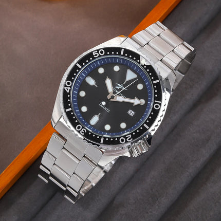 Men's Quartz Sports Watch - Stainless Steel Strap with Date Display for Casual Daily Wear, Fashionable Business Elegant Design