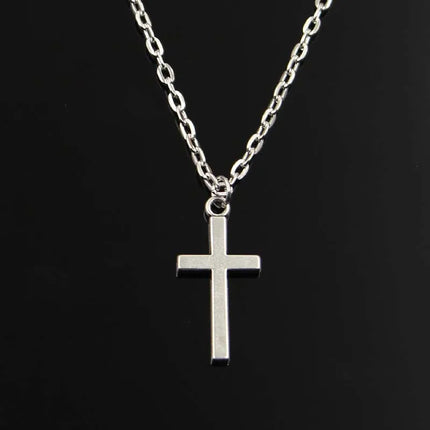 Simple Classic Fashion Double Sided Cross Antique Silver Color Pendant Girl Short Long Chain Necklaces Jewelry For Women