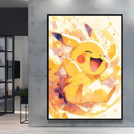 Pokemon Eevee Series Wall Art Unique Ink Style Decorative Paintings High - Quality Canvas Add A Touch of Fantasy To Your Home