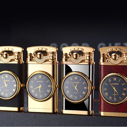 Rocker Arm Watch Metal Unusual Gas Lighters Jet Butane Torch Lighter Windproof Cigarette Cigar Lighter Gadgets for Men