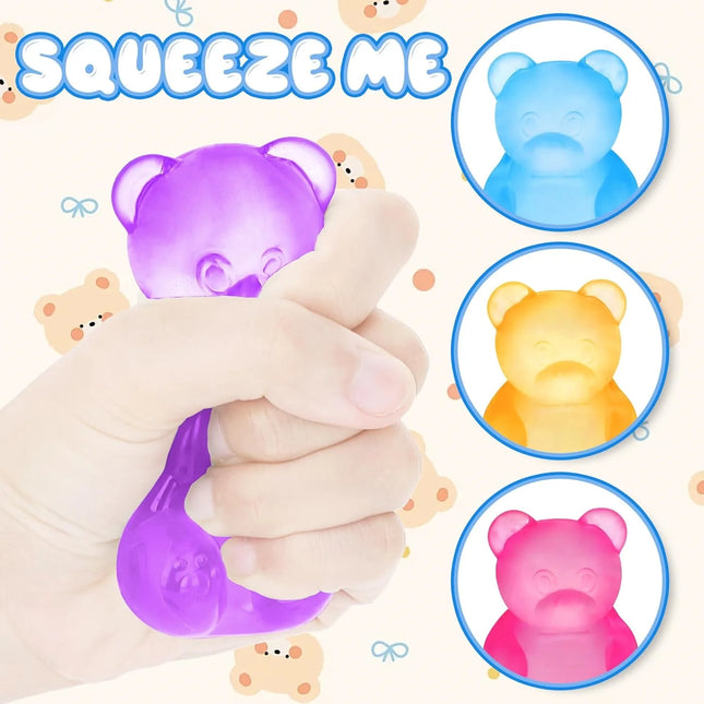 Stress Bear Squishy Ball Gummy Bear Toy Sugar Filled Squishy Toys for Kids Stress Relief Ultra-Soft Decompression Venting Toys
