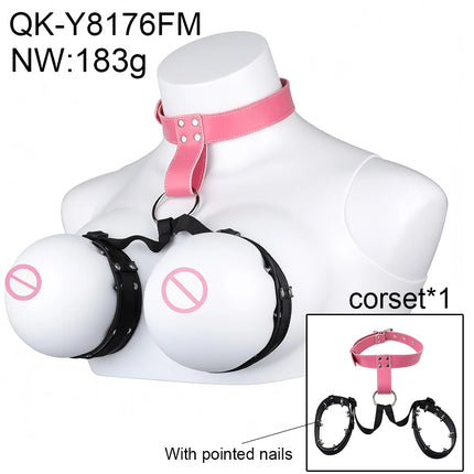 LICKER Chest Harness Belt PU Leather And Webbing Bra Erotic Corset Breast Pleasure Chest Binder Breast Bondage Female Sex Toys