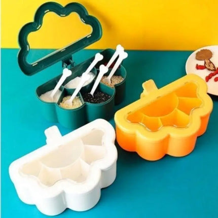 6 Grids Seasoning Box And Container With Clear Lid And Scoops Seasoning Storage Container For Salt Sugar Cruet