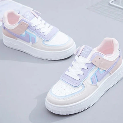 Fashionable Lace-up Flat Casual Shoes Comfortable Thick-soled Running Sneakers Round-toe Breathable/Wear-resistant Running Shoes