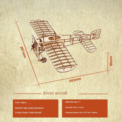 3d Retro Plane Wooden Puzzle Assemble Building Blocks Model Kits DIY for Kids Adult Breriot Wright Brothers Airplane Desk Toys