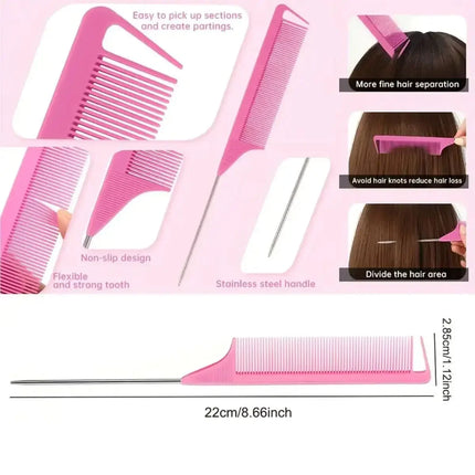 3pcs Styling Comb Set Teasing Comb Triple Teasing Comb Mouse Tail Comb Edge Brushing Hair Tail Tool, Special for Real Hair Wigs