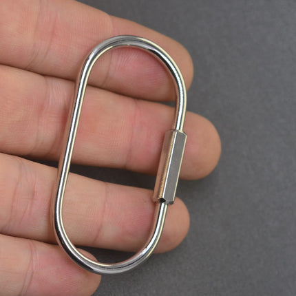 60mm  Bronze Silver matte black brass wire wrap run course oval Screw Lock Carabiner Key ring Keychain DIY EDC housewarm gift