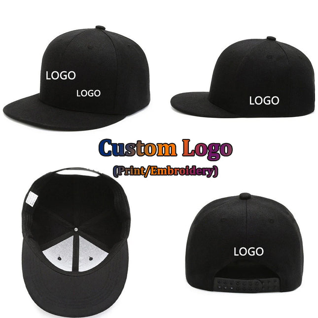 Custom Hat Unisex Hip hop Flat Trucker Hats Women Men Dance Caps Solid Color Adjustable Flat Bill Adult Snapback Hat with Logo