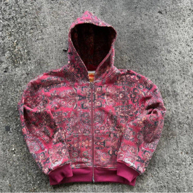Autumn and winter casual top printed dark hooded men's and women's couple's hoodie zipper cardigan clothing