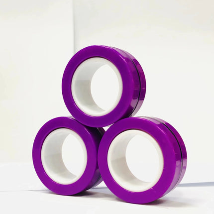 3pcs Fidget Toy Set Finger Magnetic Rings Colorful Adult Magnets Spinner Rings for Relieve Stress Anxiety Relief Therapy