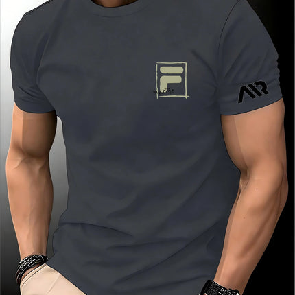New Men's Spring/Summer Exercise print T-shirts High Trainer Grade Breathable Quick Dry Short Sleeved Top Marathon Gym Fitness
