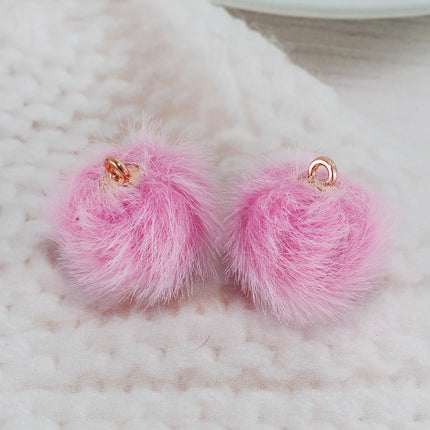 10pcs Plush Fur Covered Ball Beads Charms DIY Pompom Beads Pendant for Necklace Earring Bracelet Jewelry Making Supplies Finding