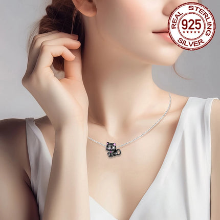 Hot Sale 925 Sterling Silver Cute Panda Beads & Penguin Dangle Charm Fit Snake Bracelet Boutique Necklace Black Pendant Gift
