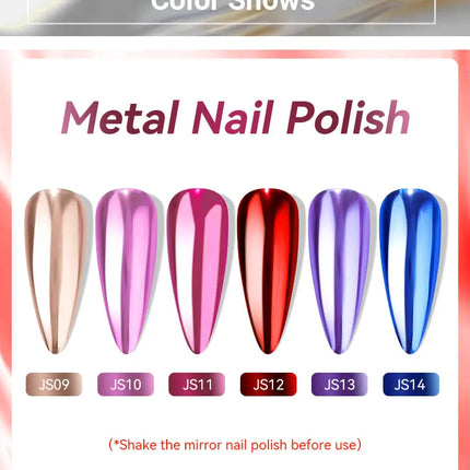 LILYCUTE 7ml  Mirror Metallic Nail Polish No Need of UV LED Lamp Nail Supplies Vernis Red Purple Mirror Effect for Nails