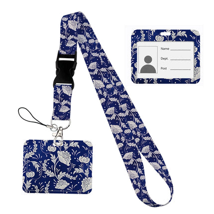Flower design Lanyard Business Credit horizontal Card Holder Neck Strap Keychain Hang Rope ID Badge Holder Lariat Lasso