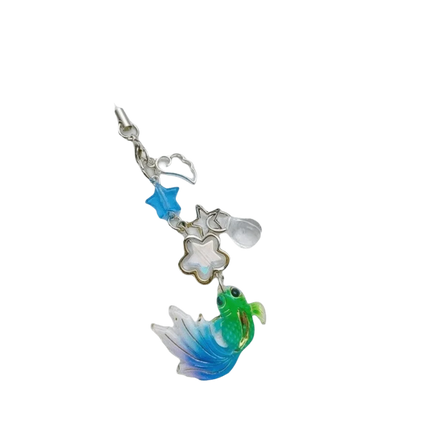 Plastic Lucky Koi Phone Pendant Crystal Beads Unique Mobile Phone Chain Simulation Fish Lightweight Beaded Keyring School