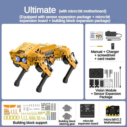 ESP32 Quadruped Visual Bionic Metal Robot Dog For Arduino Robot Kit for Python AI Project for Graphical Programmable Robot Dog