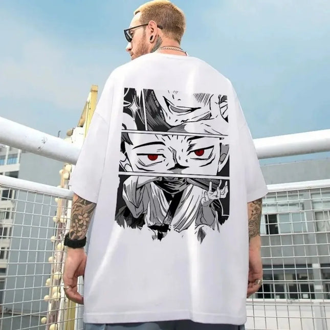 Trendy men's summer new personalized cartoon print breathable and comfortable round neck T-shirt outdoor high street top