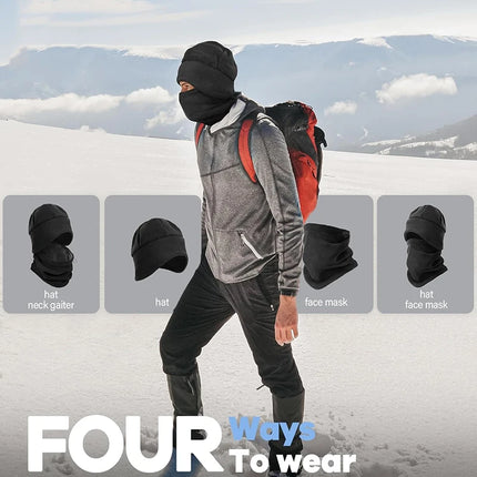 CZHIYAO Winter Beanie Hat Scarf Set with Ear Flaps for Men Women Knit Fleece Lined Skull Cap Windproof Neck Warmer Gaiter