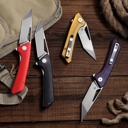 SHOOZIZ Folding Pocket Knife for Men, Flipper EDC knife, 3.36" 14C28N Steel, Ultem/G10,Outdoor  Camping Tool with Clip OPERATOR
