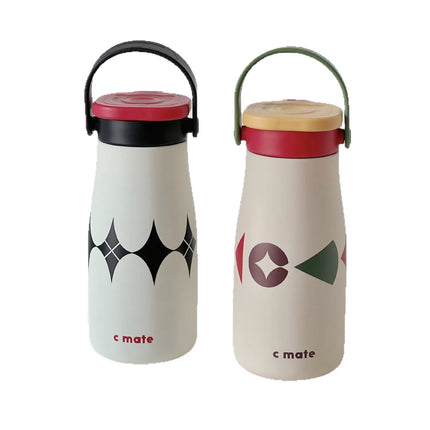 600ML Ceramic Inner Insualted Water Bottle Vaccum Thermos Bottle With Tea Infuser And Straw Portable Outdoor Thermal Tumbler