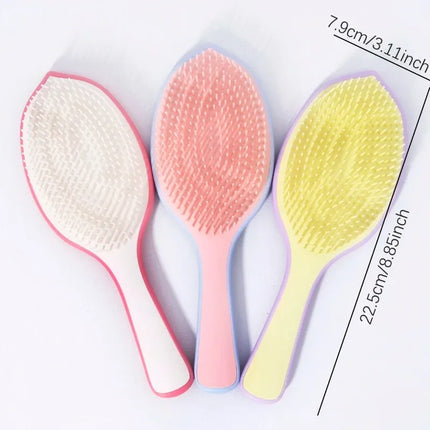 1pcs leaf shaped fine toothed comb hair brush, fluffy skull top non knotted air cushion comb,Special for real hair wigs