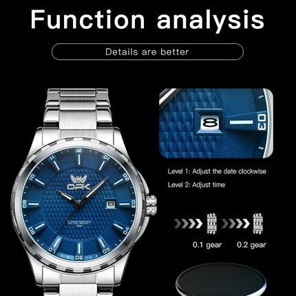 OPK Brand Men's Wristwatch Calendar Display Stainless Steel 6037