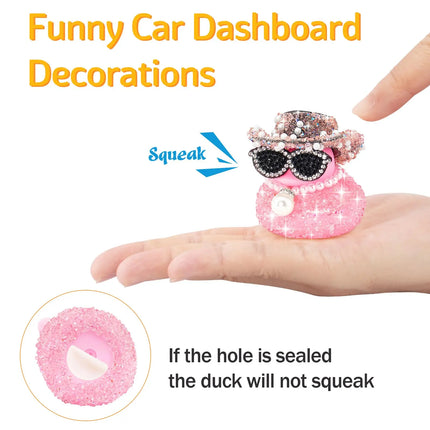 Pink Diamond Rubber Duck Car Ornaments Dashboard Decorations for Cool car Accessories with Diamond