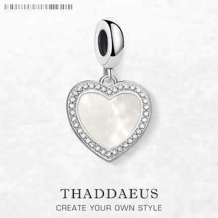 Dangle Charm Pendant Heart with Shell Women Summer Brand New Romantic 925 Sterling Silver Love Gift