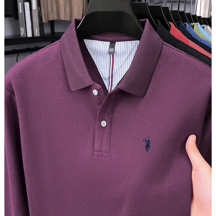 High-end brand 100% cotton long sleeve polo shirt, fashion luxury, pony embroidery, business casual comfort, new Paul men's T-shirt