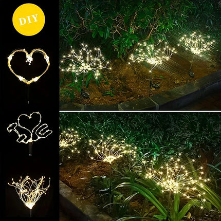 1/2/4PCS Solar Firework Light Waterproof Outdoor 8 Lighting Modes Lights 90-200LED Fairy String Light Christmas Path Lawn Decor