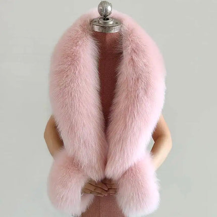 Winter Natural Fox Fur Scarf And Cuff Set Women Jacket Fur Collar Authentic Neck Warm Scarves Luxury Fluffy Fox Fur Shawl